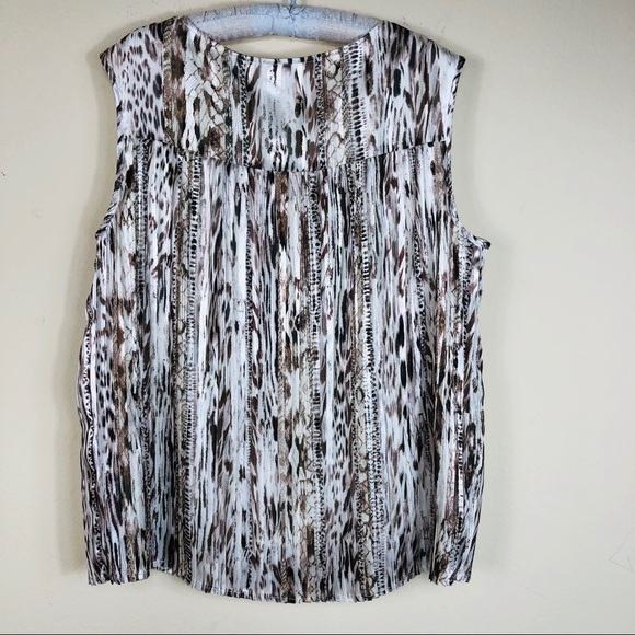 TAHARI NWT Abstract Micro Pleated Top M - Picture 4 of 8